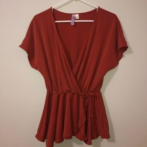 Francesca’s Orange peplum blouse